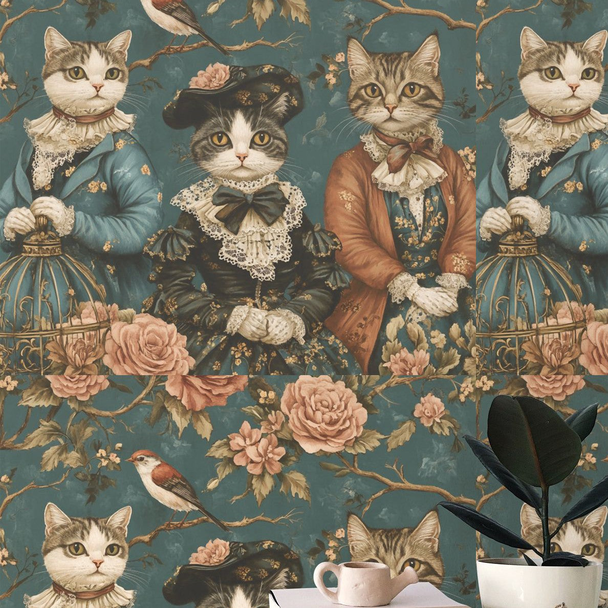 CURIOUS CATS BOTANICA Wall Art