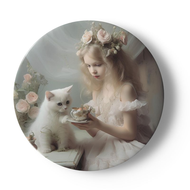 Tea Time with Cat I Porcelain Plate