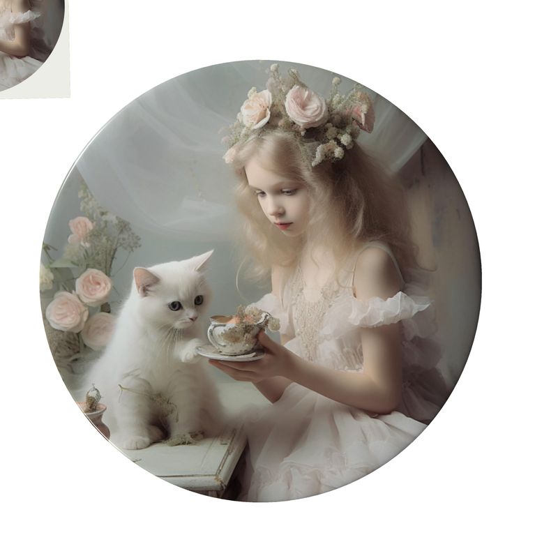 Tea Time with Cat I Porcelain Plate