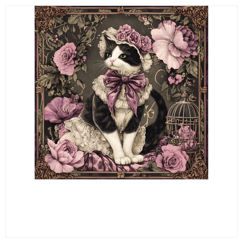 Rosa facettierte Katze Kunstdruck