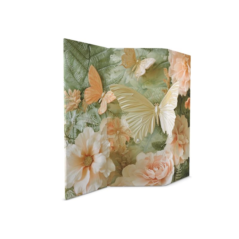 Folding Screen with Pastel Butterfly Design