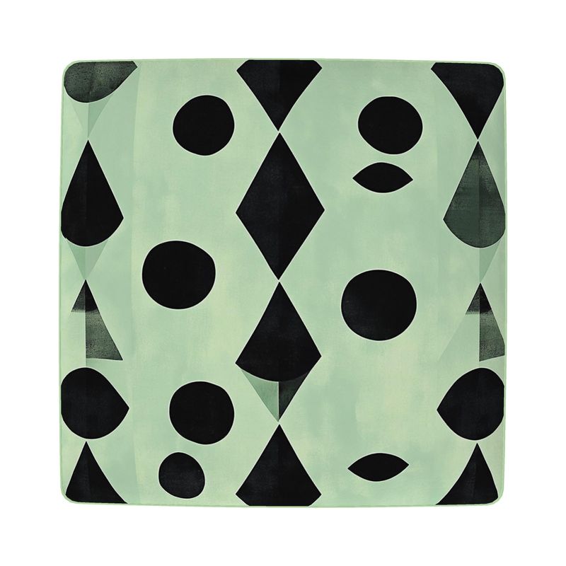 Black Geometry on Pale Green Side Stool