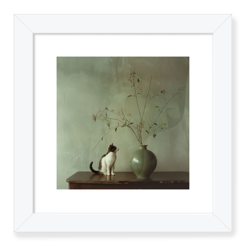 Ikebana-Katze-Kunstdruck 