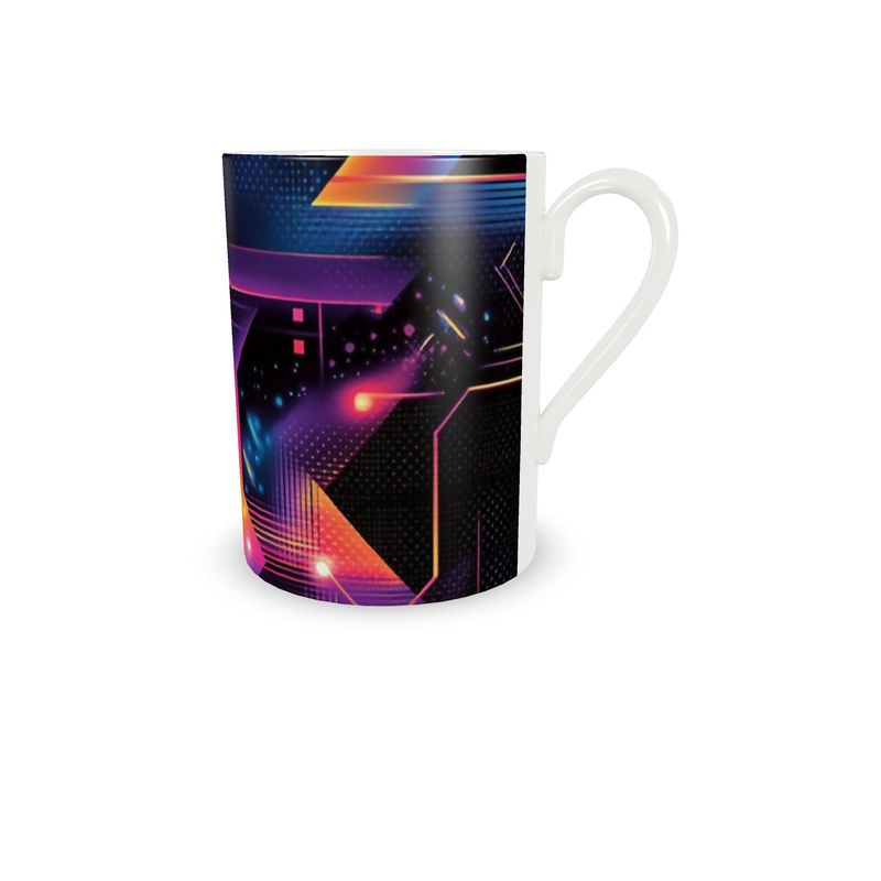 Neon Geometries Cup and Saucer