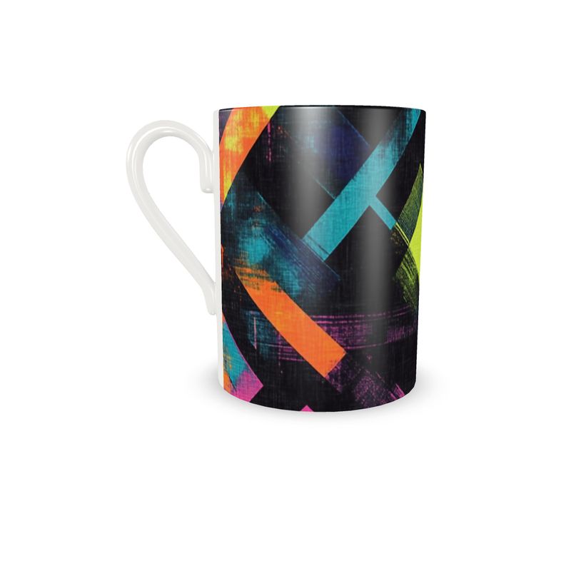 Neon Geometries Cup and Saucer