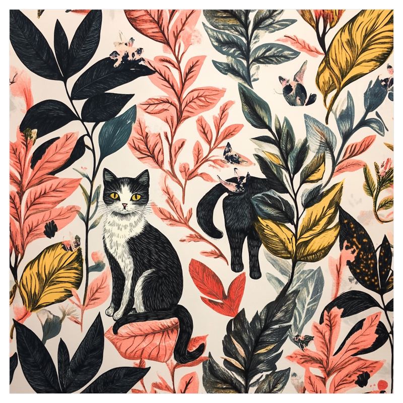 Rideaux Plantes et Chats 